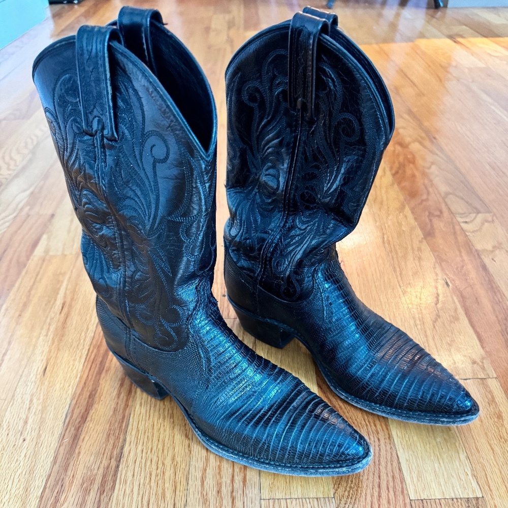 Dan Post vintage authentic black snakeskin boots